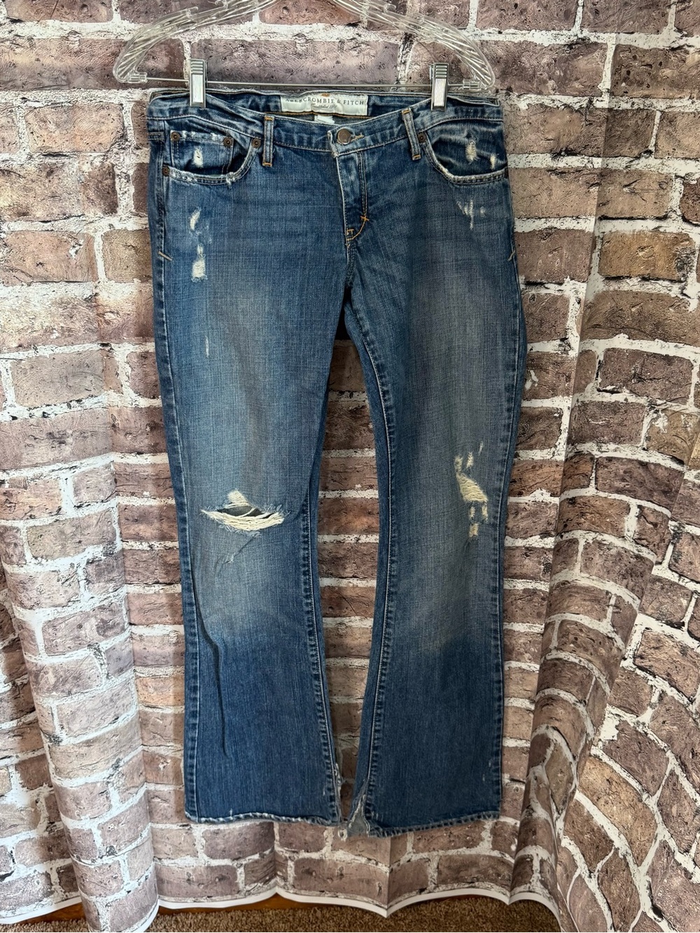 Abercrombie & Fitch Women’s Jeans 6L Y2K Distressed Low Rise Boot Cut Flare 100%